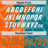 Custom Aqua Orange Split Personalized Lightning Pattern Football Jersey