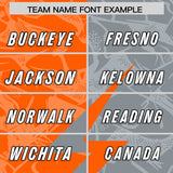 Custom Grey Orange Split Personalized Lightning Pattern Football Jersey