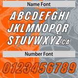 Custom Grey Orange Split Personalized Lightning Pattern Football Jersey