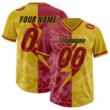 Custom Old Gold Cardinal Split Personalized Lightning Pattern Football Jersey