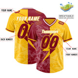 Custom Yellow Cardinal Split Personalized Lightning Pattern Football Jersey
