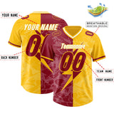 Custom Yellow Cardinal Split Personalized Lightning Pattern Football Jersey