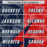 Custom Red Navy Split Personalized Lightning Pattern Football Jersey