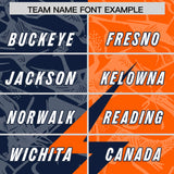 Custom Orange Navy Split Personalized Lightning Pattern Football Jersey