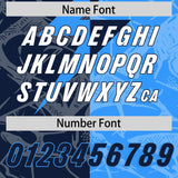 Custom Light Blue Navy Split Personalized Lightning Pattern Football Jersey