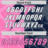 Custom Navy Pink Split Personalized Lightning Pattern Football Jersey