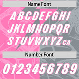 Custom Gray Pink Split Personalized Lightning Pattern Football Jersey