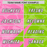 Custom Neon Green Pink Split Personalized Lightning Pattern Football Jersey