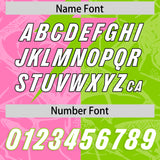 Custom Neon Green Pink Split Personalized Lightning Pattern Football Jersey