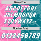 Custom Aqua Pink Split Personalized Lightning Pattern Football Jersey