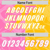 Custom Yellow Pink Split Personalized Lightning Pattern Football Jersey