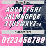 Custom Navy Pink Split Personalized Lightning Pattern Football Jersey
