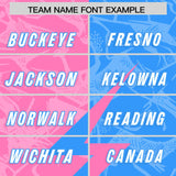 Custom Light Blue Pink Split Personalized Lightning Pattern Football Jersey