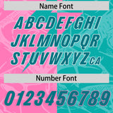 Custom Aqua Pink Split Personalized Lightning Pattern Football Jersey