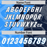 Custom Navy Light Blue Split Personalized Lightning Pattern Football Jersey