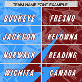 Custom Crimson Light Blue Split Personalized Lightning Pattern Football Jersey