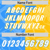 Custom Yellow Light Blue Split Personalized Lightning Pattern Football Jersey