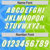 Custom Neon Green Light Blue Split Personalized Lightning Pattern Football Jersey