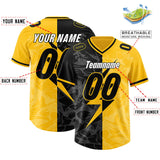 Custom Yellow Black Split Personalized Lightning Pattern Football Jersey