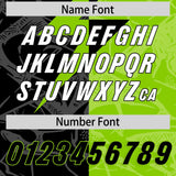 Custom Neon Green Black Split Personalized Lightning Pattern Football Jersey