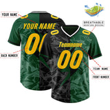 Custom Black Green Split Personalized Lightning Pattern Football Jersey