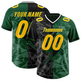 Custom Black Green Split Personalized Lightning Pattern Football Jersey
