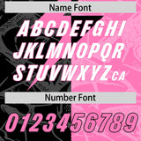 Custom Pink Black Split Personalized Lightning Pattern Football Jersey