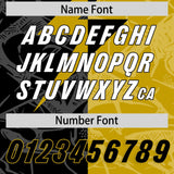 Custom Old Gold Black Split Personalized Lightning Pattern Football Jersey