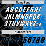 Custom Panther Blue Black Split Personalized Lightning Pattern Football Jersey