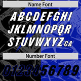 Custom Royal Black Split Personalized Lightning Pattern Football Jersey