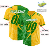 Custom Kelly Green Yellow Split Personalized Lightning Pattern Football Jersey