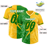 Custom Kelly Green Yellow Split Personalized Lightning Pattern Football Jersey