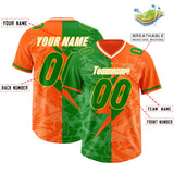 Custom Orange Kelly Green Split Personalized Lightning Pattern Football Jersey