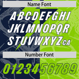 Custom Neon Green Navy Split Personalized Lightning Pattern Football Jersey