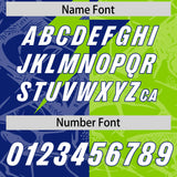 Custom Royal Neon Green Split Personalized Lightning Pattern Football Jersey