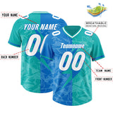 Custom Panther Blue Aqua Split Personalized Lightning Pattern Football Jersey