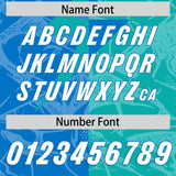 Custom Panther Blue Aqua Split Personalized Lightning Pattern Football Jersey