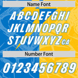 Custom Panther Blue Gold Split Personalized Lightning Pattern Football Jersey