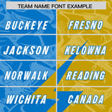 Custom Panther Blue Old Gold Split Personalized Lightning Pattern Football Jersey