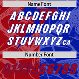 Custom Royal Red Split Personalized Lightning Pattern Football Jersey