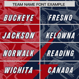 Custom Navy Red Split Personalized Lightning Pattern Football Jersey