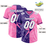 Custom Pink Purple Split Personalized Lightning Pattern Football Jersey
