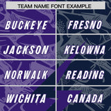 Custom Navy Purple Split Personalized Lightning Pattern Football Jersey