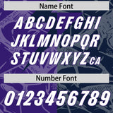 Custom Navy Purple Split Personalized Lightning Pattern Football Jersey