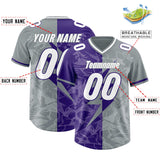 Custom Purple Gray Split Personalized Lightning Pattern Football Jersey