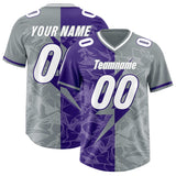 Custom Purple Gray Split Personalized Lightning Pattern Football Jersey