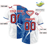 Custom White Royal Split Personalized Lightning Pattern Football Jersey