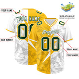Custom Yellow White Split Personalized Lightning Pattern Football Jersey