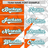 Custom Orange White Split Personalized Lightning Pattern Football Jersey