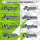 Custom Neon Green White Split Personalized Lightning Pattern Football Jersey